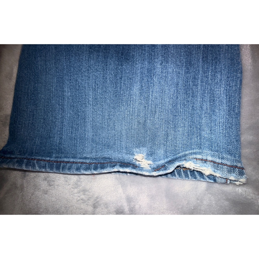Levis Vintage‎ Flare 572 Jeans Womens 14M Light Wash Blue Distressed Mid Rise - Picture 10 of 11